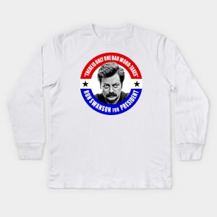 Ron Swanson For President (There is only one bad word: TAXES) Kids Long Sleeve T-Shirt